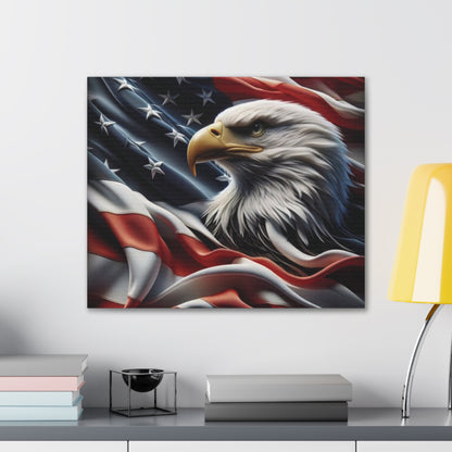 Patriotic Eagle Canvas Wall Art - American Flag Background - USA Decor