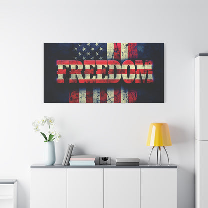 Freedom Canvas Wall Art - Patriotic Vintage American Flag - Gallery Wrapped - Red White Blue - 35 Sizes Available