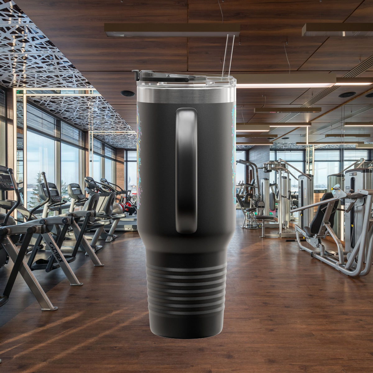 Insulated Travel Mug - Live Fit - 40oz Fitness Water Bottle - Gym Coffee Cup - Durable Travel Tumbler - Motivational Drinkware