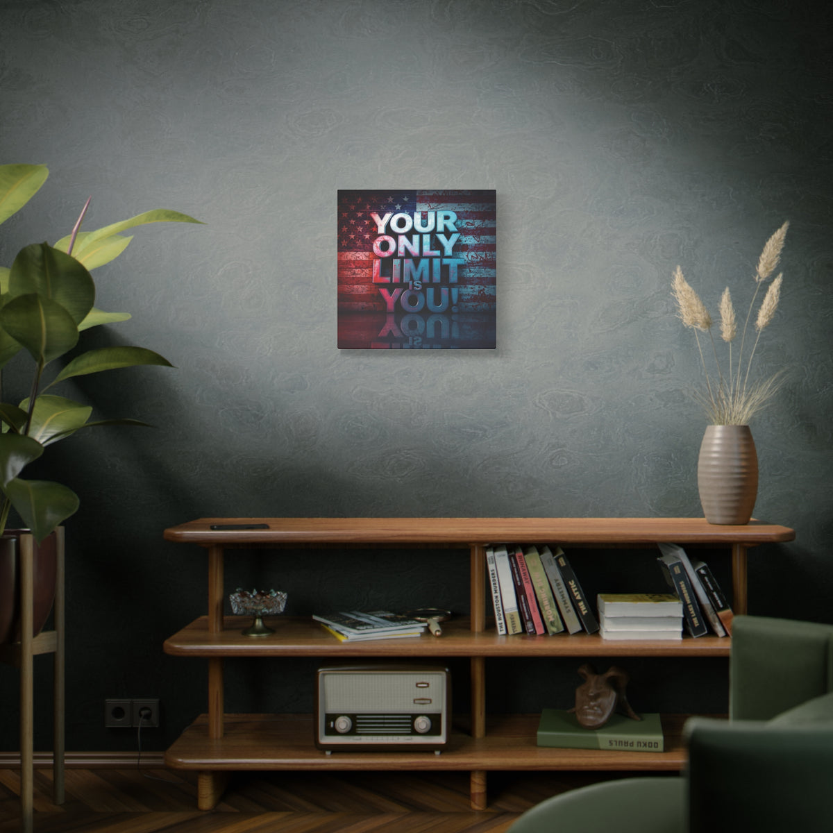Your Only Limit Is You Canvas Wall Art - Motivational Vintage Flag Decor