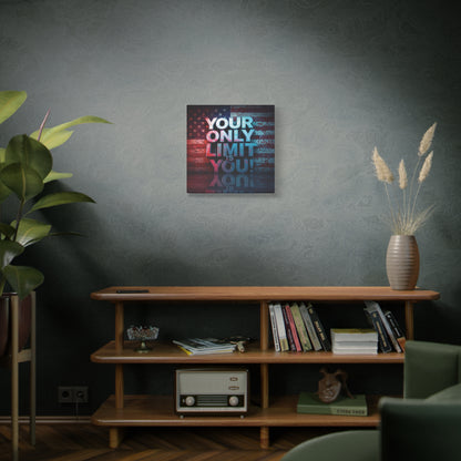 Your Only Limit Is You Canvas Wall Art - Motivational Vintage Flag Decor
