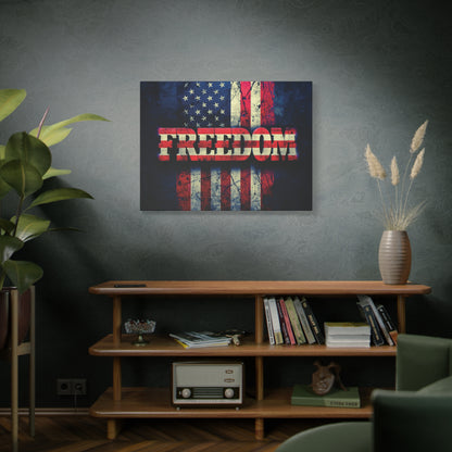Freedom Canvas Wall Art - Patriotic Vintage American Flag - Gallery Wrapped - Red White Blue - 35 Sizes Available