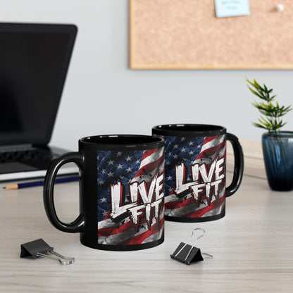 LIVE FIT Patriotic Mug - American Flag Design - 11oz/15oz