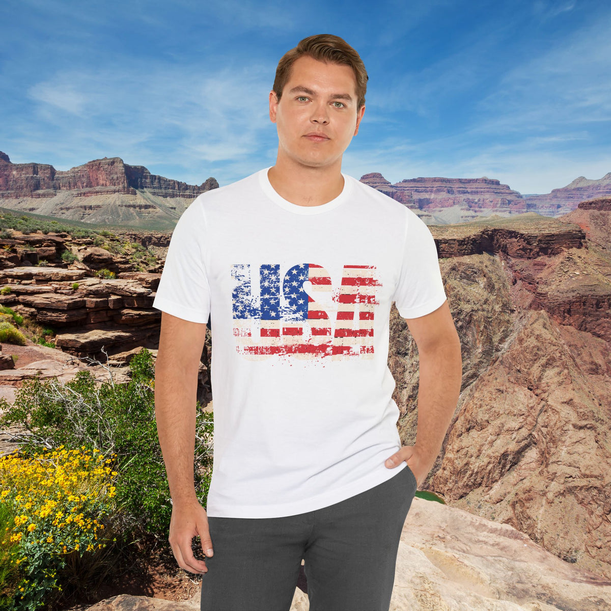 USA Red White Blue - American Flag T-Shirt - Patriotic Unisex Tee - S-3XL