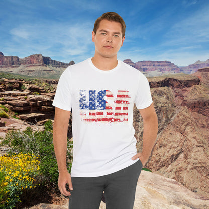 USA Red White Blue - American Flag T-Shirt - Patriotic Unisex Tee - S-3XL