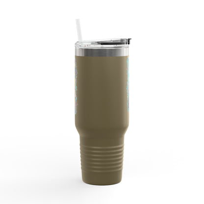 Insulated Travel Mug - Live Fit - 40oz Fitness Water Bottle - Gym Coffee Cup - Durable Travel Tumbler - Motivational Drinkware