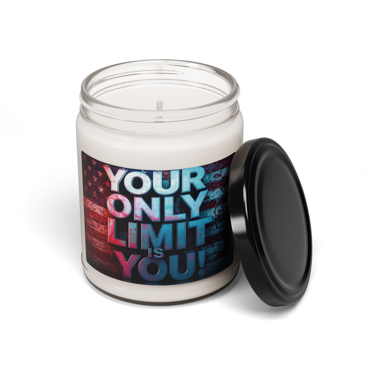 Your Only Limit Is You! Scented Soy Candle - 9oz - Empowering Motivational Gift - Red White Blue - Fitness Inspiration