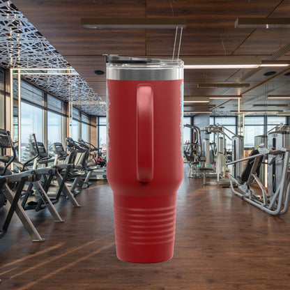 Insulated Travel Mug - Live Fit - 40oz Fitness Water Bottle - Gym Coffee Cup - Durable Travel Tumbler - Motivational Drinkware