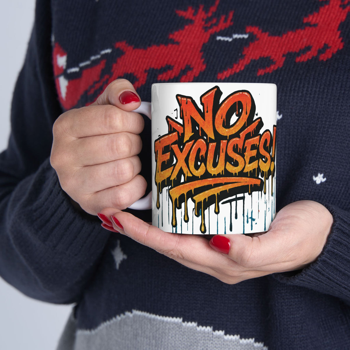 No Excuses! Motivational Mug - Graffiti Design - 11oz/15oz