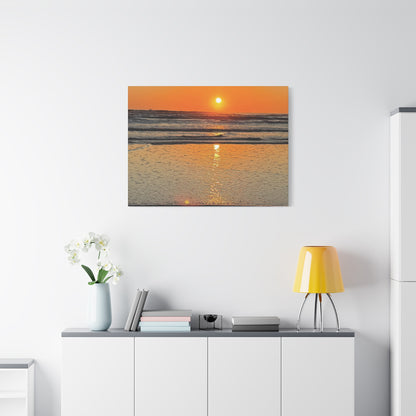 Sunset Beach Canvas Print, Ocean Decor, Wall Art, Home Decor, Coastal Artwork for Living Room