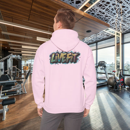 LIVE FIT Hoodie - Unisex Heavy Blend Sweatshirt - Fitness Gym Wear - Workout Apparel - S-5XL