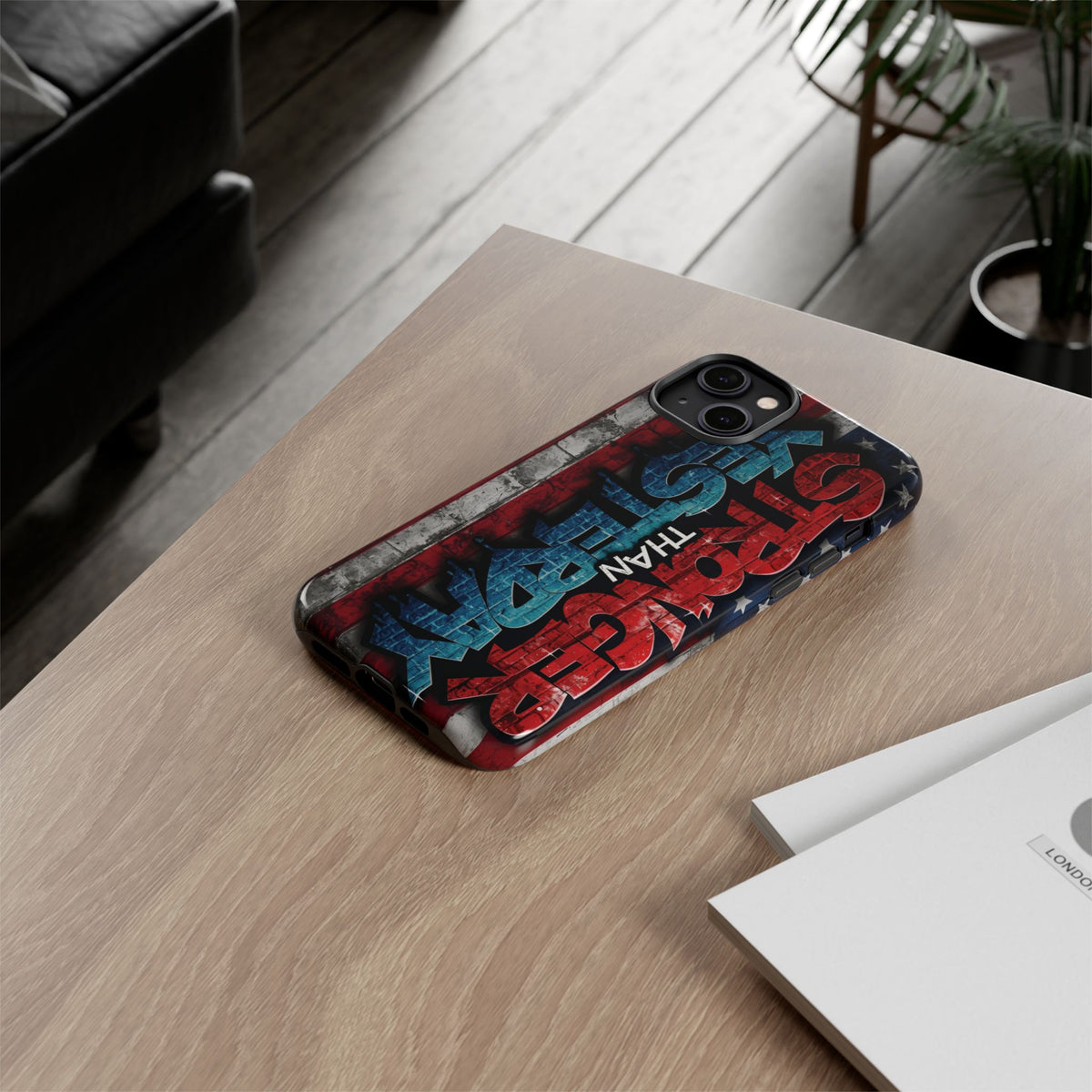 Stronger Than Yesterday Iphone Case - Motivational Phone Cover - USA Flag Design - Gift for Fitness Enthusiasts - Inspirational Phone Accessory