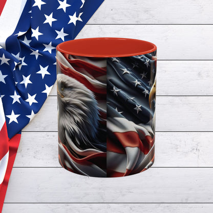 Patriotic Eagle Mug - Vintage American Flag Design - 11oz/15oz