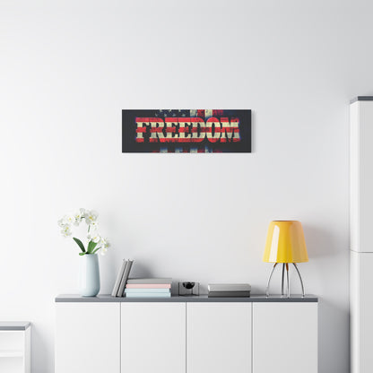 Freedom Canvas Wall Art - Patriotic Vintage American Flag - Gallery Wrapped - Red White Blue - 35 Sizes Available