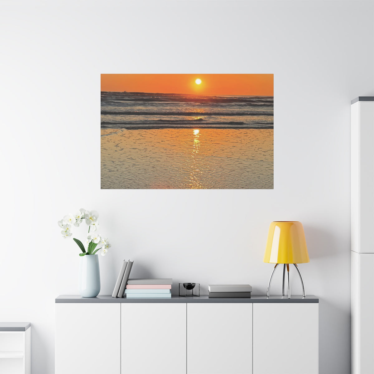 Sunset Beach Canvas Print, Ocean Decor, Wall Art, Home Decor, Coastal Artwork for Living Room
