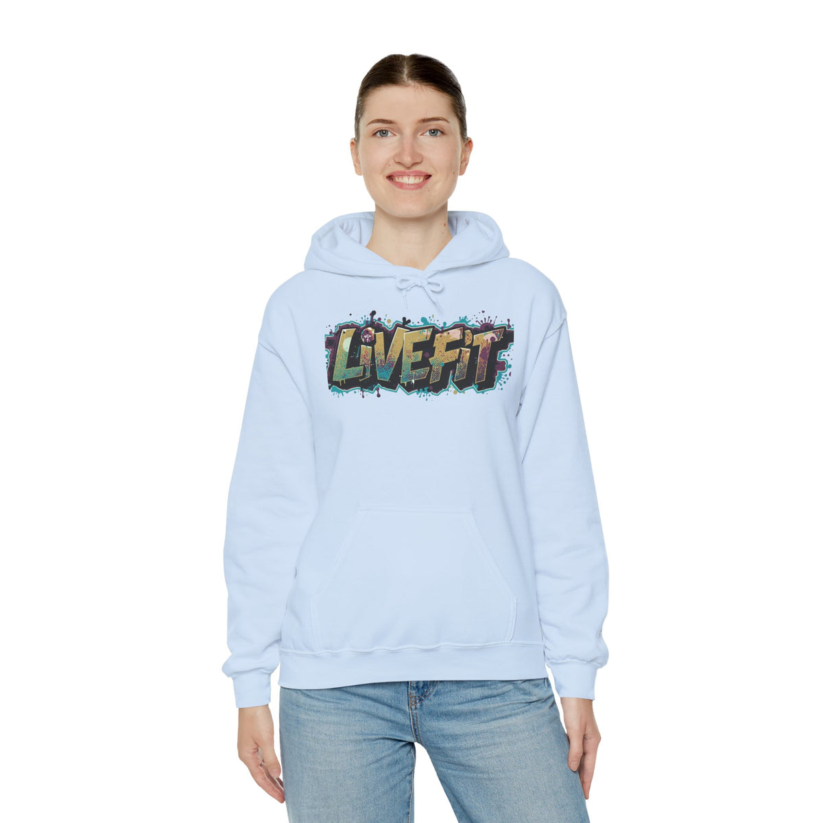 LIVE FIT Hoodie - Unisex Heavy Blend Sweatshirt - Fitness Gym Wear - Workout Apparel - S-5XL