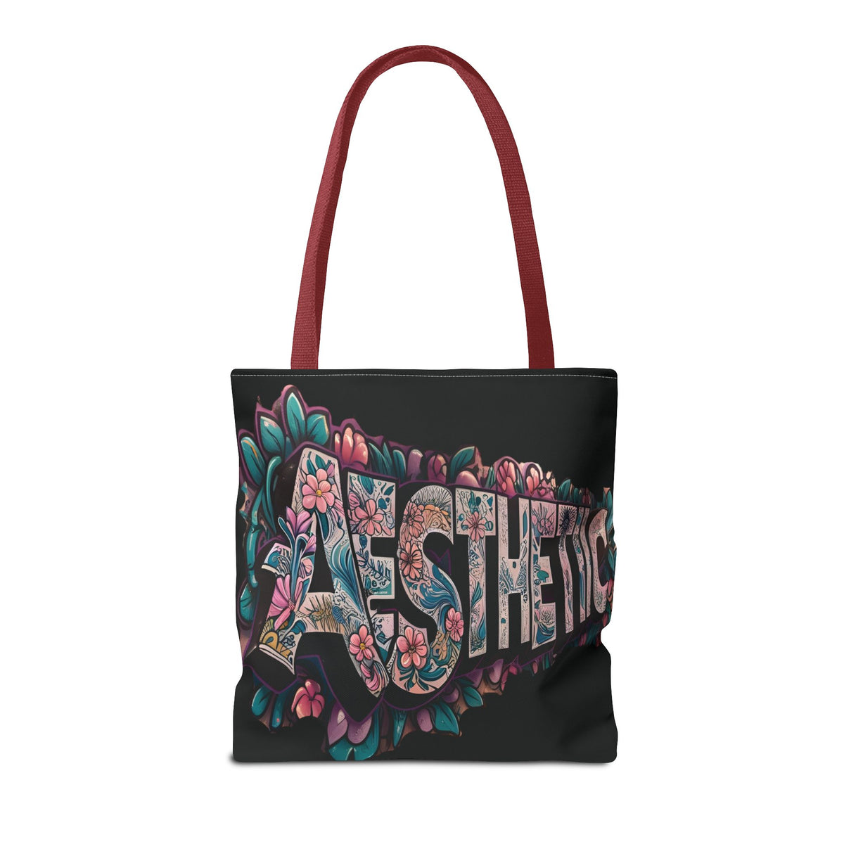Aesthetic Black Floral Tote Bag - Eco-Friendly Shopping Bag - 3 Sizes