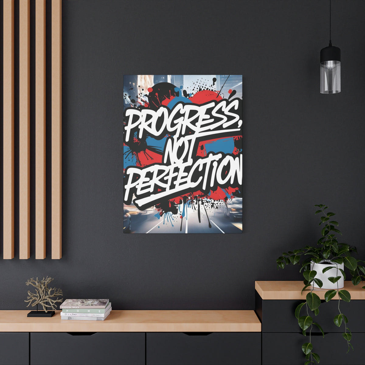 Progress Not Perfection Canvas Wall Art - Motivational Home Decor