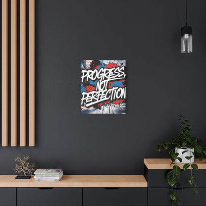 Progress Not Perfection Canvas Wall Art - Motivational Home Decor