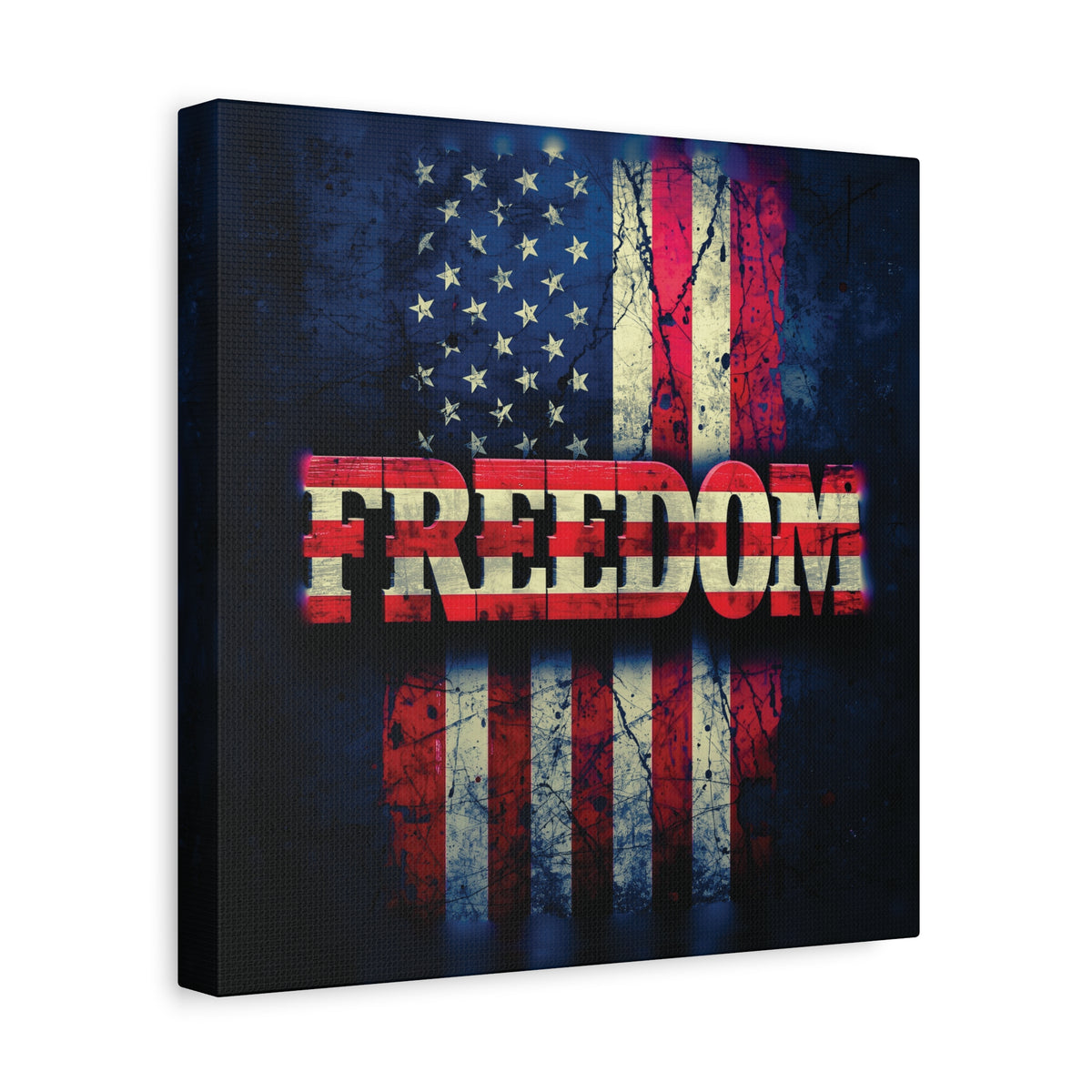 Freedom Canvas Wall Art - Patriotic Vintage American Flag - Gallery Wrapped - Red White Blue - 35 Sizes Available