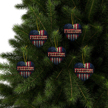 Patriotic Ornaments - Freedom American Flag Design - Red White & Blue - Same Design Both Sides