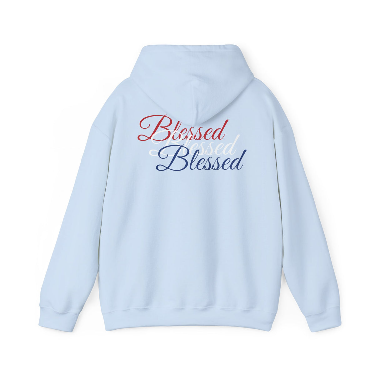 Blessed Hoodie - Patriotic Red White Blue - Unisex Pullover - Front & Back Print - S-5XL