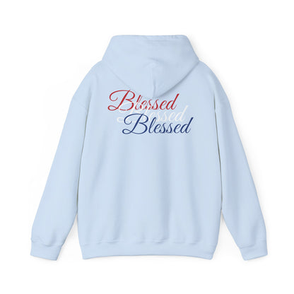 Blessed Hoodie - Patriotic Red White Blue - Unisex Pullover - Front & Back Print - S-5XL