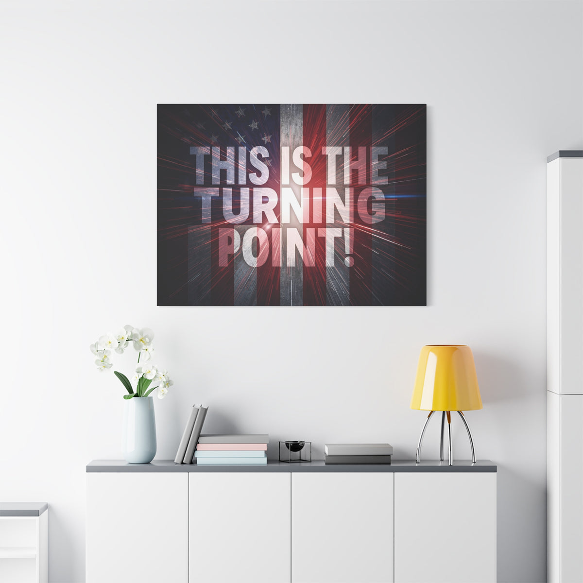 This Is The Turning Point! Canvas Wall Art - Patriotic American Flag - Red White Blue - Motivational Decor - 36 Sizes
