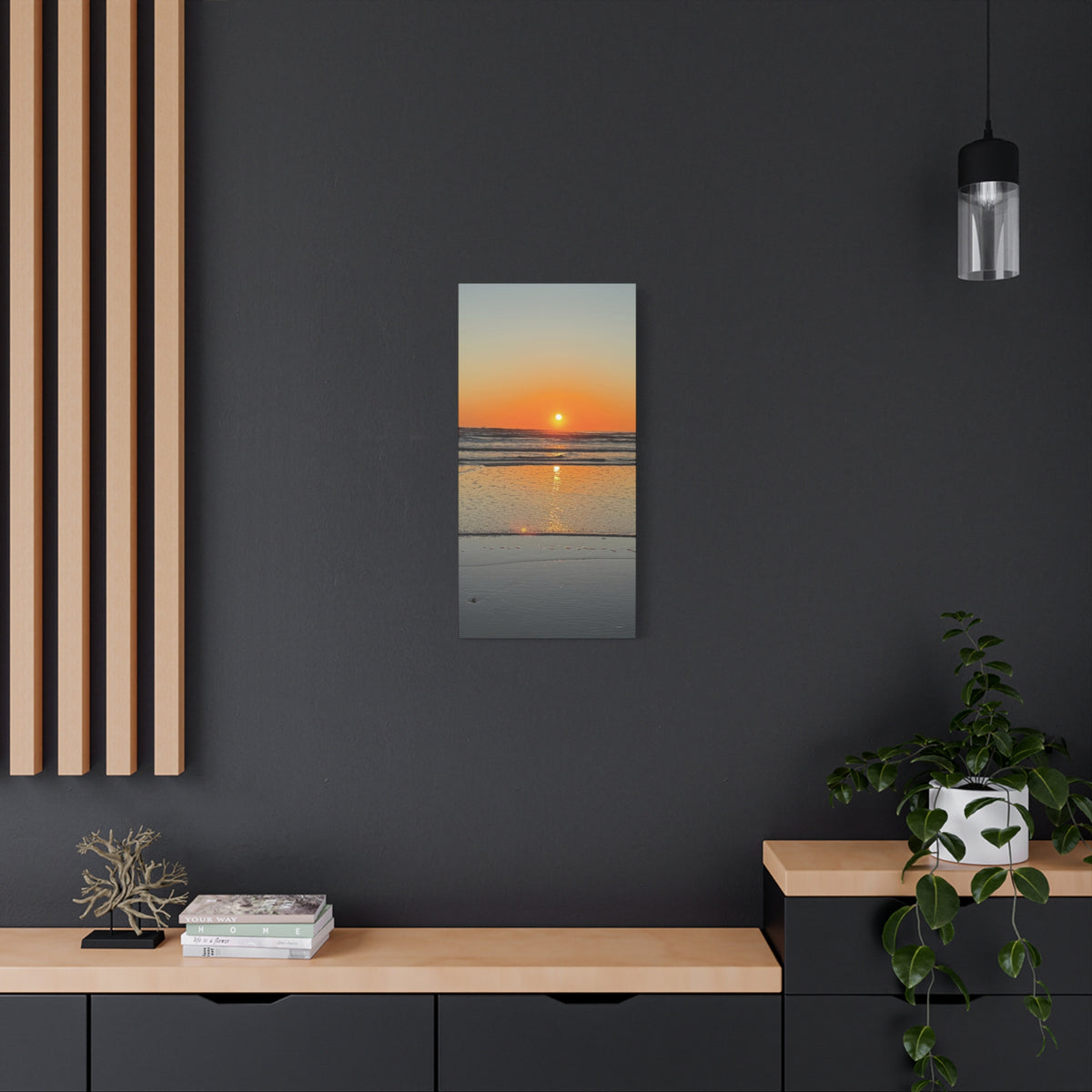 Sunset Beach Canvas Print, Ocean Decor, Wall Art, Home Decor, Coastal Artwork for Living Room