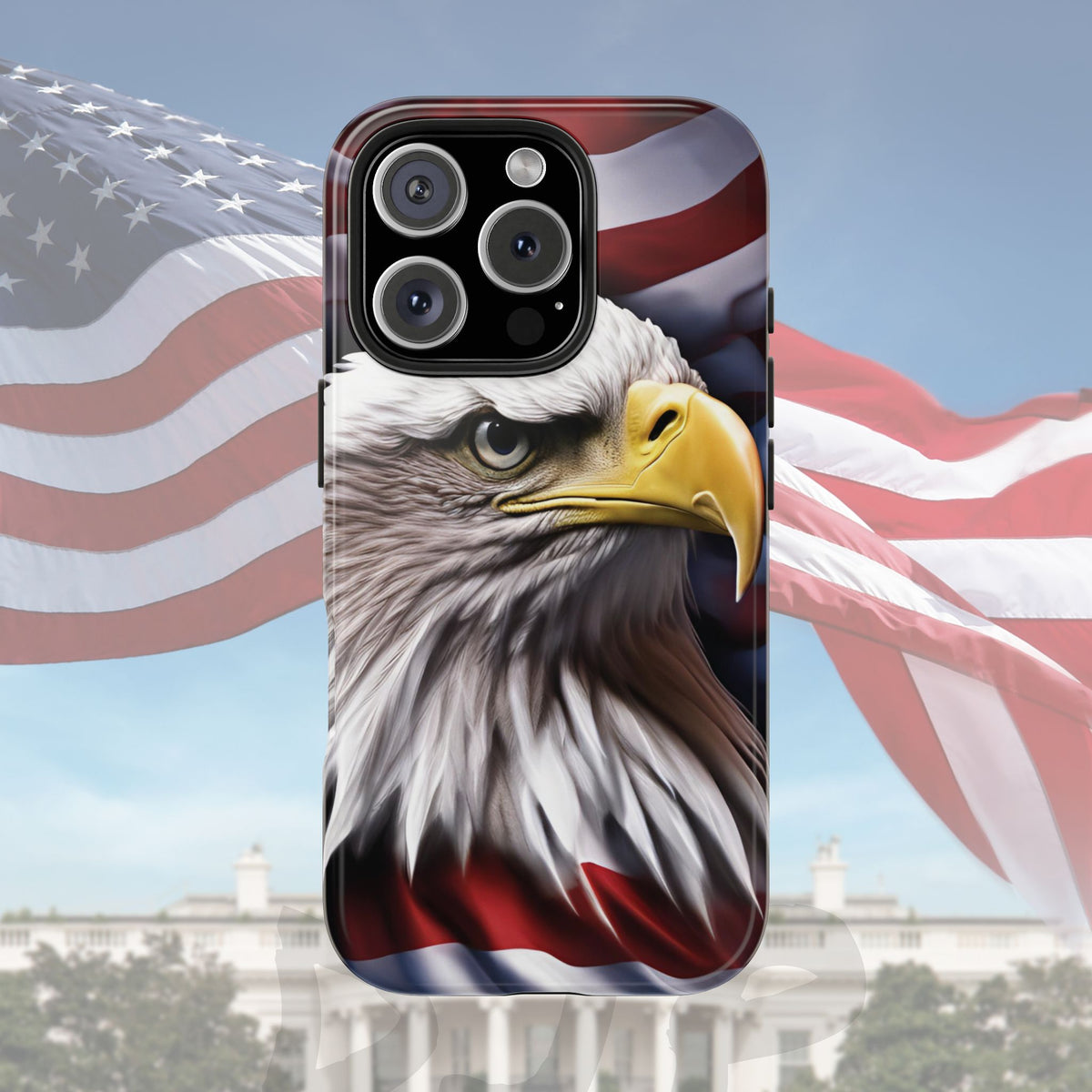 Patriotic - Bald Eagle - Phone Case - Tough Phone Case - American Flag Design - Gift for Veterans - National Holidays - Outdoor Adventures - Eagle Lover
