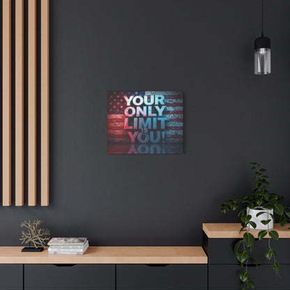 Your Only Limit Is You Canvas Wall Art - Motivational Vintage Flag Decor