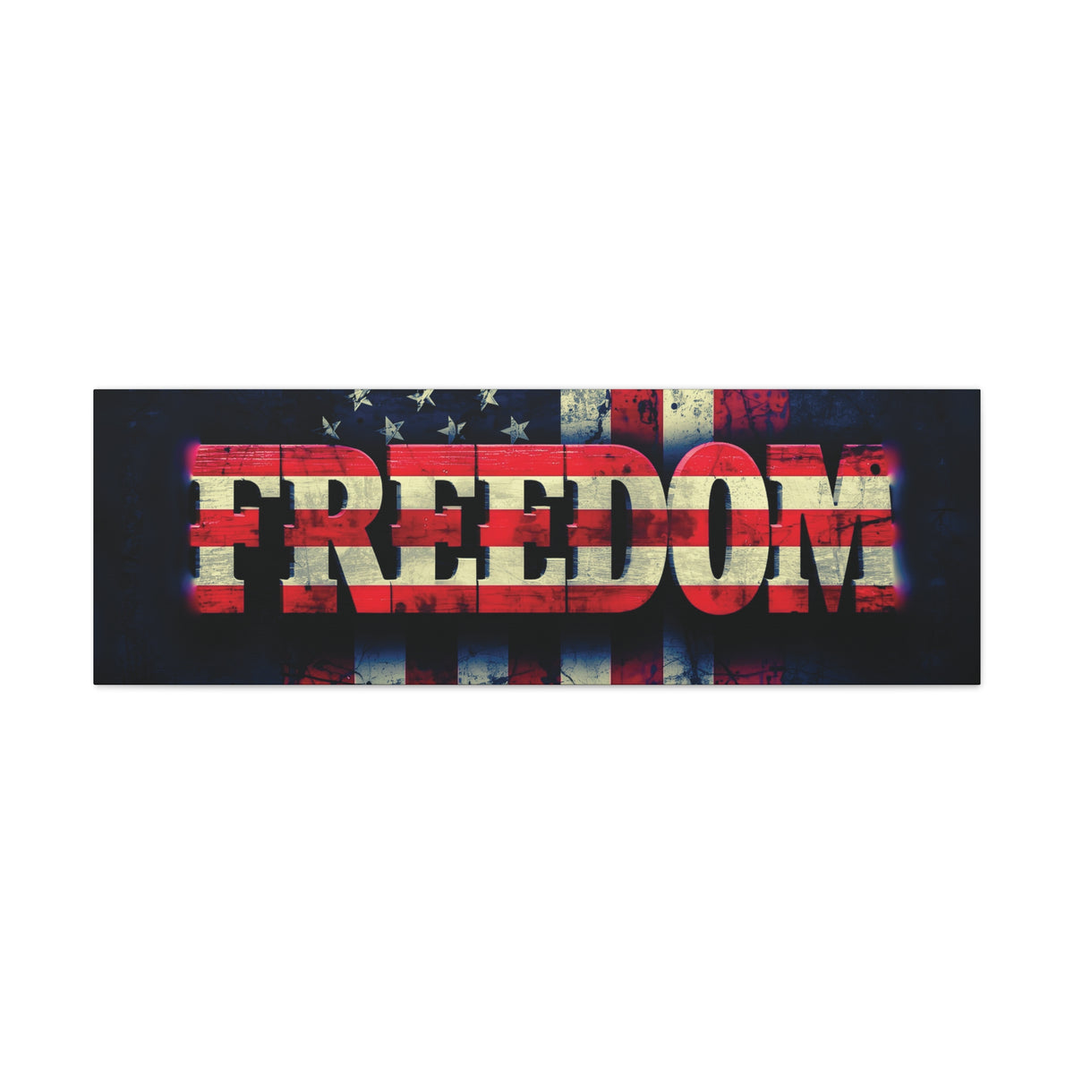 Freedom Canvas Wall Art - Patriotic Vintage American Flag - Gallery Wrapped - Red White Blue - 35 Sizes Available