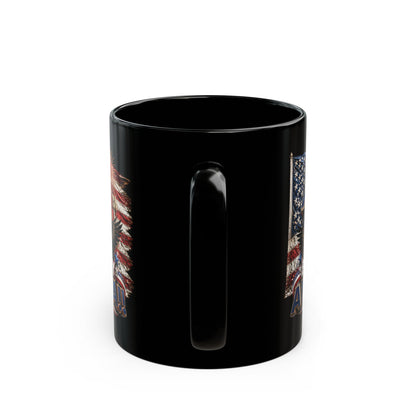 Happy 250th Birthday America Mug | 1776-2026 Patriotic Eagle Flag & Fireworks Black Coffee Cup