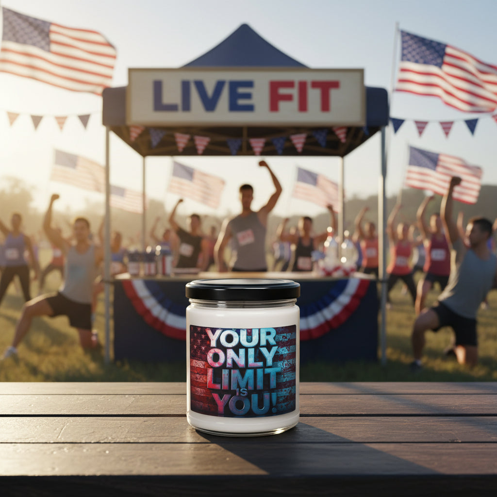 Your Only Limit Is You! Scented Soy Candle - 9oz - Empowering Motivational Gift - Red White Blue - Fitness Inspiration