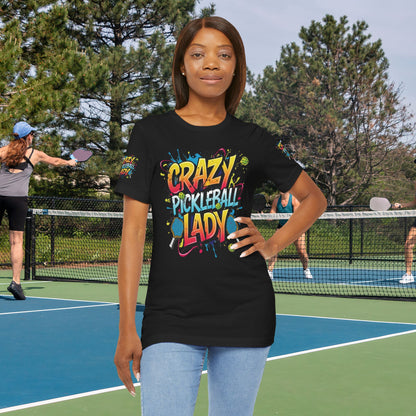 Crazy Pickleball Lady T-Shirt - Funny Pickleball Tee - Unisex Graphic Shirt - XS-5XL