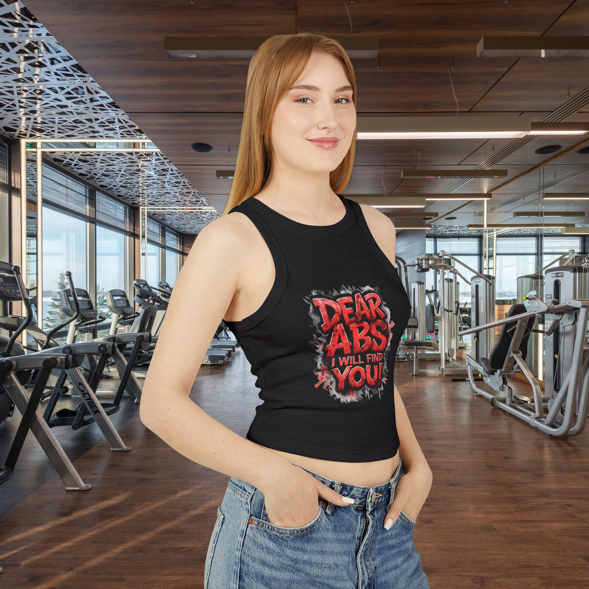 Dear Abs I Will Find You! - Racer Tank Top - Fit & Fun - Women's Crop Top - Fitness - Sizes - XS - 2XL