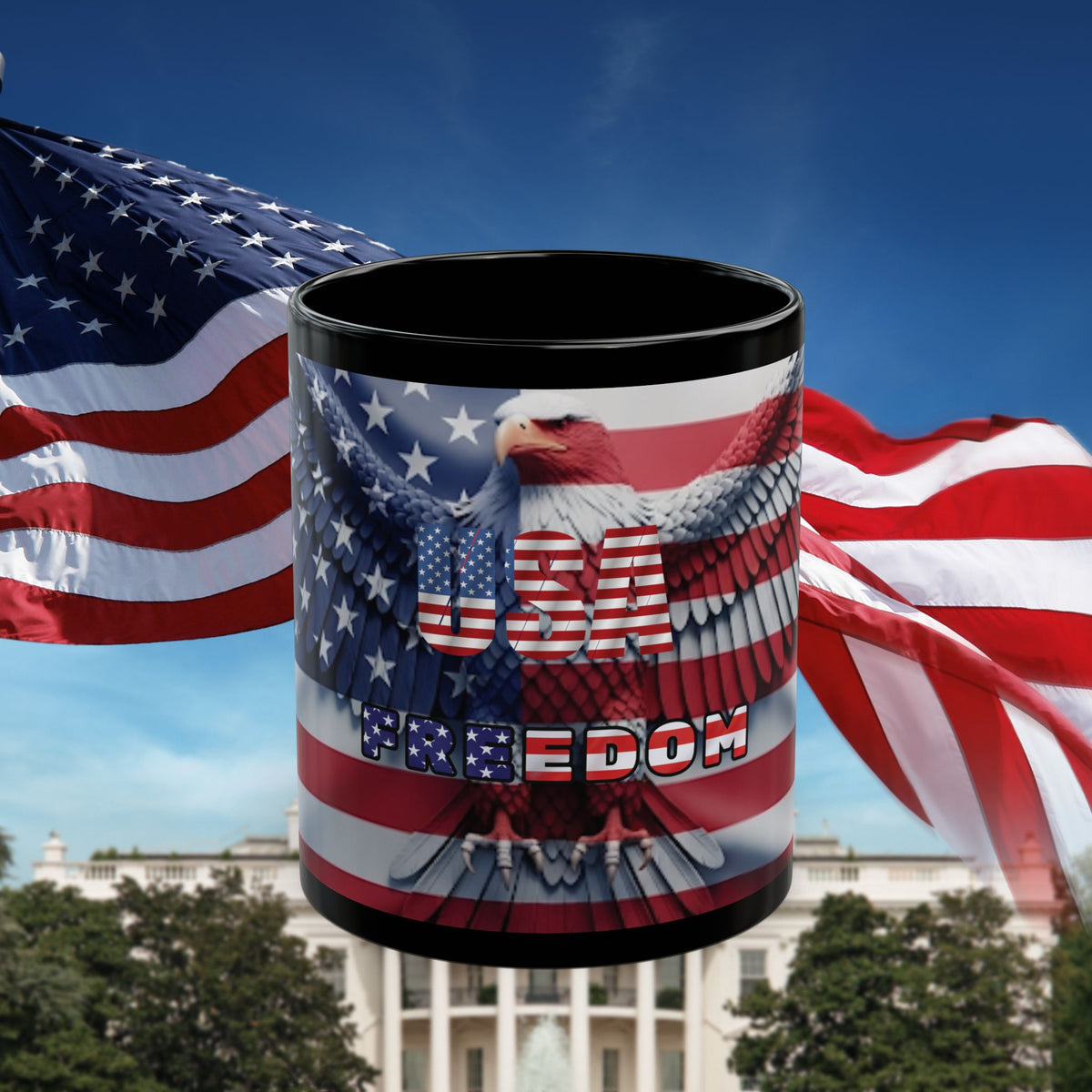 Patriotic Eagle Mug - Vintage American Flag Design - 11oz/15oz