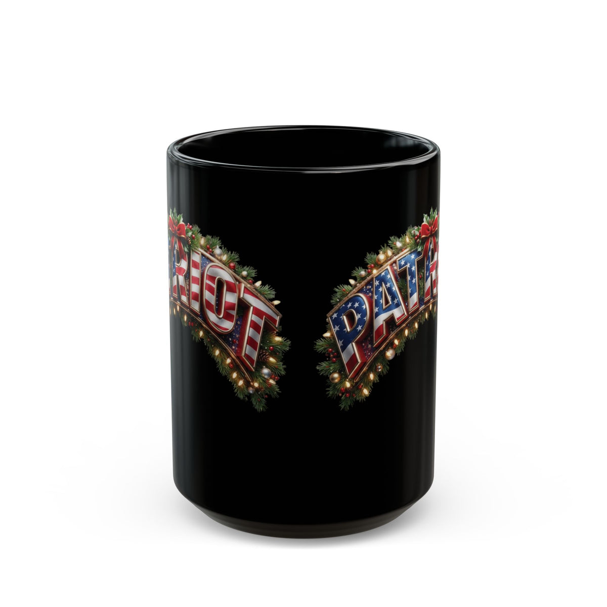 Patriot Fit Life Christmas Mug - Flag PATRIOT Garland Design | 11oz & 15oz