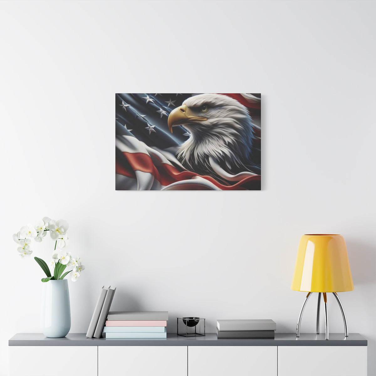 Patriotic Eagle Canvas Wall Art - American Flag Decor - Red White Blue - Gallery Wrapped - 27 Sizes - Veteran Gift