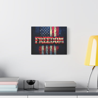 Freedom Canvas Wall Art - Patriotic Vintage American Flag - Gallery Wrapped - Red White Blue - 35 Sizes Available