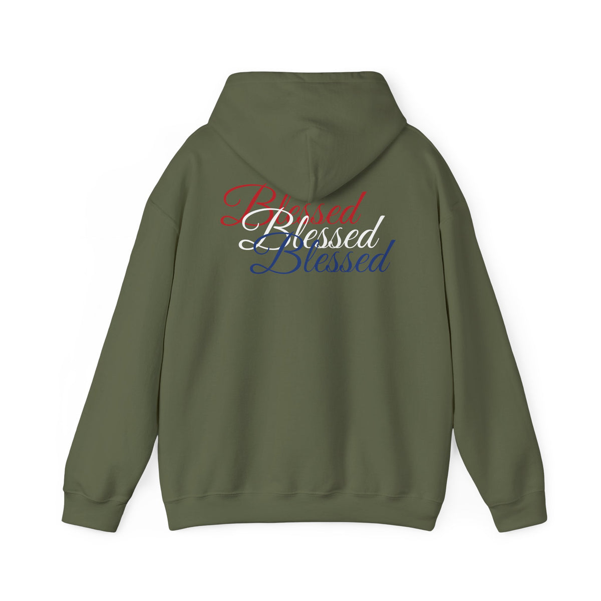 Blessed Hoodie - Patriotic Red White Blue - Unisex Pullover - Front & Back Print - S-5XL