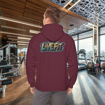 LIVE FIT Hoodie - Unisex Heavy Blend Sweatshirt - Fitness Gym Wear - Workout Apparel - S-5XL