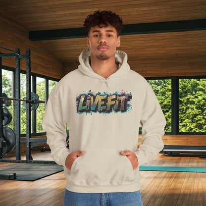 LIVE FIT Hoodie - Unisex Heavy Blend Sweatshirt - Fitness Gym Wear - Workout Apparel - S-5XL