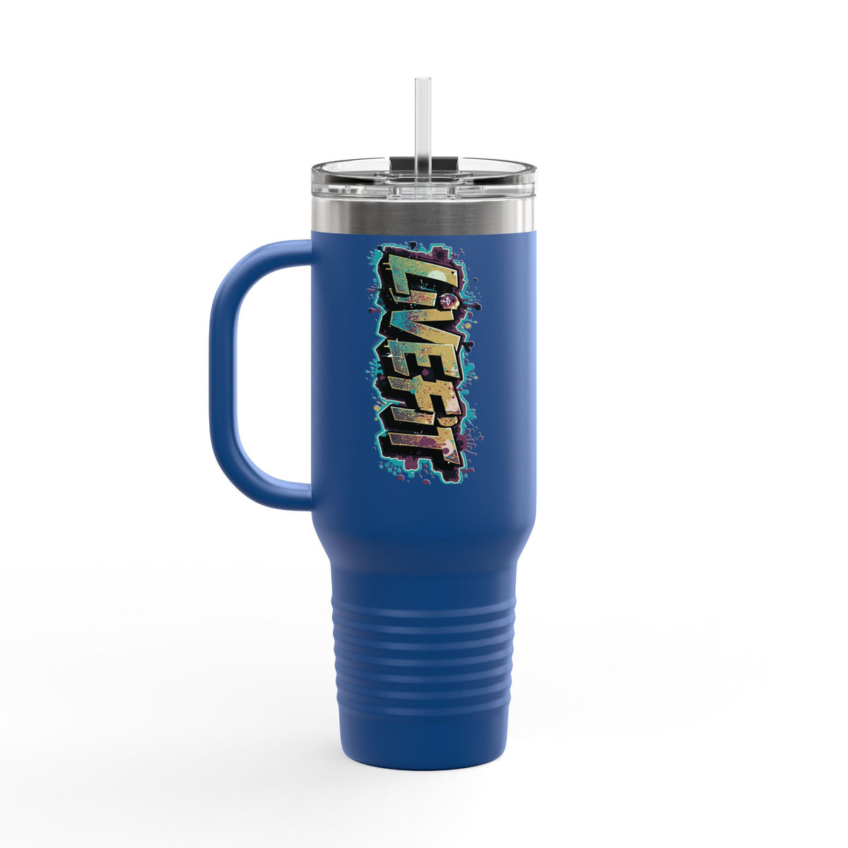 Insulated Travel Mug - Live Fit - 40oz Fitness Water Bottle - Gym Coffee Cup - Durable Travel Tumbler - Motivational Drinkware