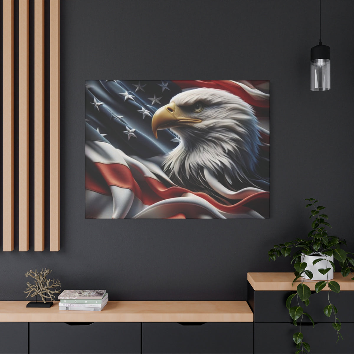 Patriotic Eagle Canvas Wall Art - American Flag Decor - Red White Blue - Gallery Wrapped - 27 Sizes - Veteran Gift