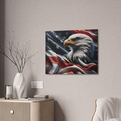 Patriotic Eagle Canvas Wall Art - American Flag Background - USA Decor