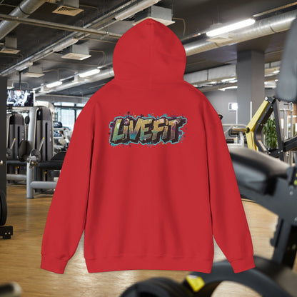 LIVE FIT Hoodie - Unisex Heavy Blend Sweatshirt - Fitness Gym Wear - Workout Apparel - S-5XL