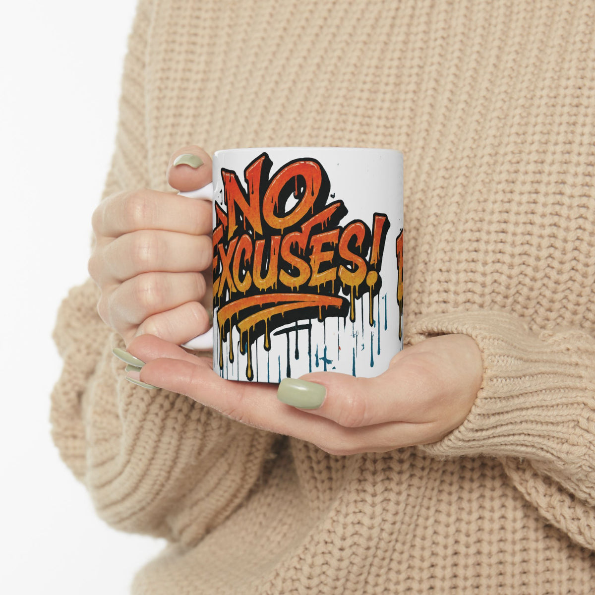 No Excuses! Motivational Mug - Graffiti Design - 11oz/15oz