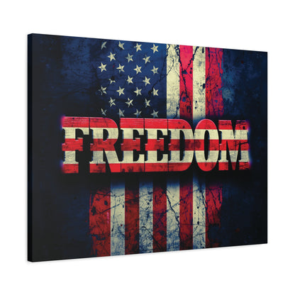 Freedom Canvas Wall Art - Patriotic Vintage American Flag - Gallery Wrapped - Red White Blue - 35 Sizes Available