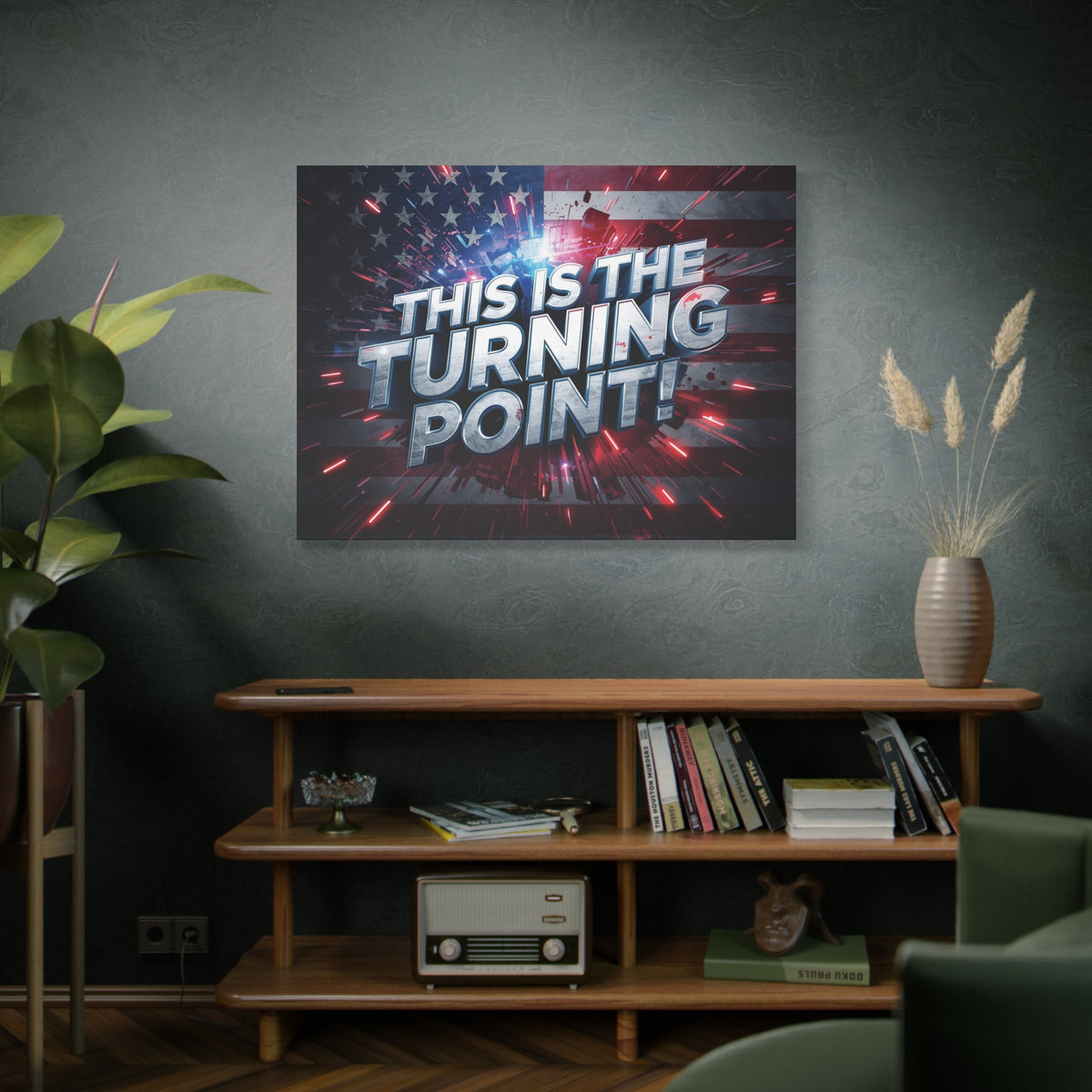 This Is The Turning Point! Canvas Wall Art - Patriotic American Flag - Red White Blue - Motivational Decor - 32 Sizes